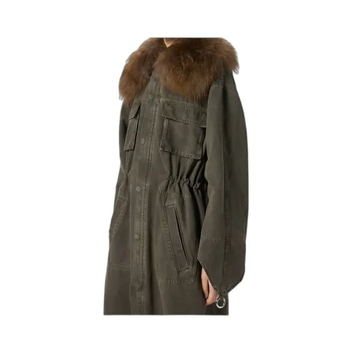 Fur-Collar Parka Coat