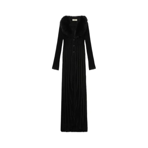 Fur Collar Long Cardigan