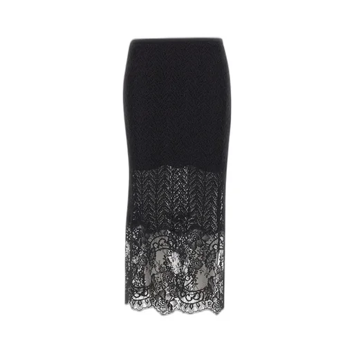 Knit Lace Panelled Midi Skirt