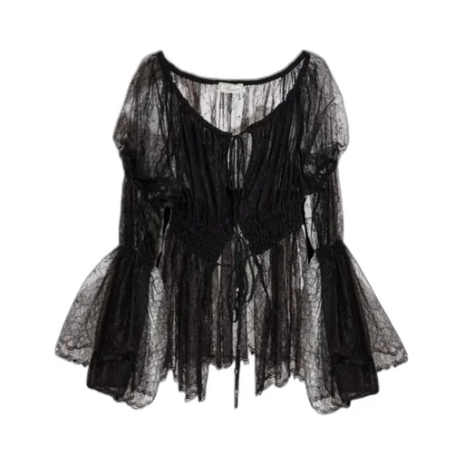 Long Sleeved Semi-Sheer Lace Top