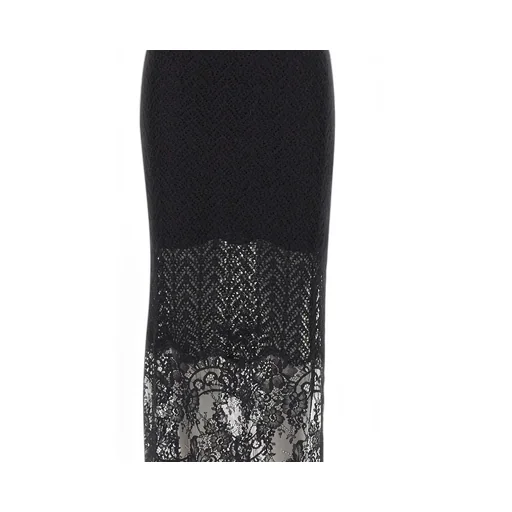 Knit Lace Panelled Midi Skirt