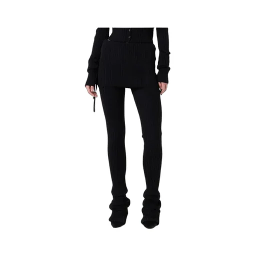 Ribbed-Knit Tie-Detail Trousers