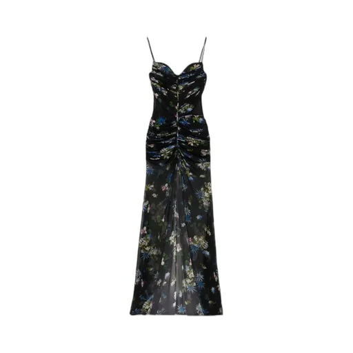 Floral Printed Gathered Maxi Dress