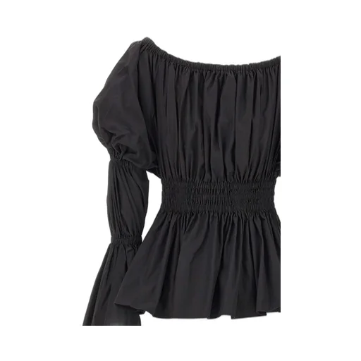 Off-Shoulder Ruffled Lace-Up Top