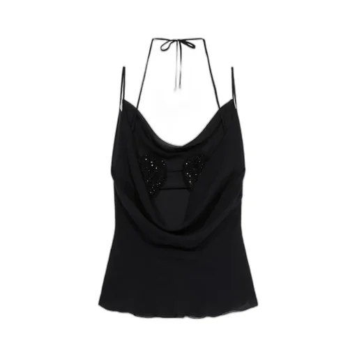 Rhinestone-Embellished Georgette Top