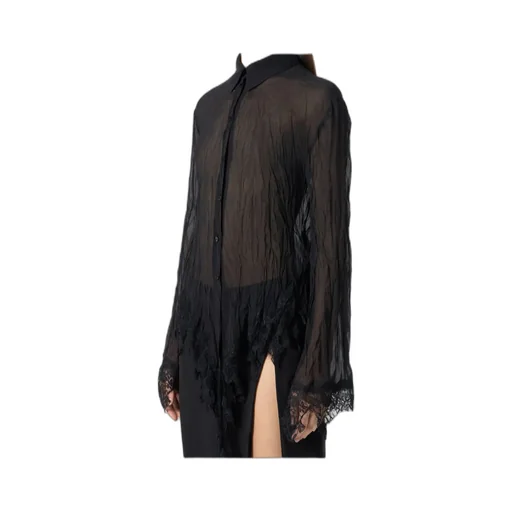 Sheer Lace-Detail Shirt