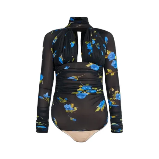 Floral-Print Ruched Bodysuit