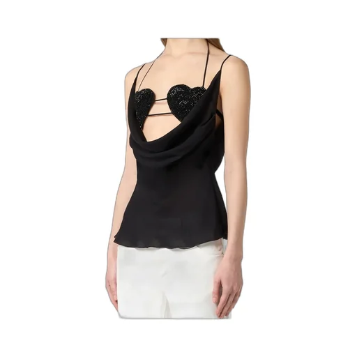 Rhinestone-Embellished Georgette Top