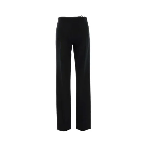 Lace-Insert Crepe Trousers