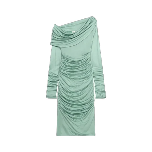Pleated Draped Midi Dress