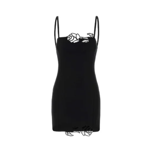 Rose-Embellished Mini Dress