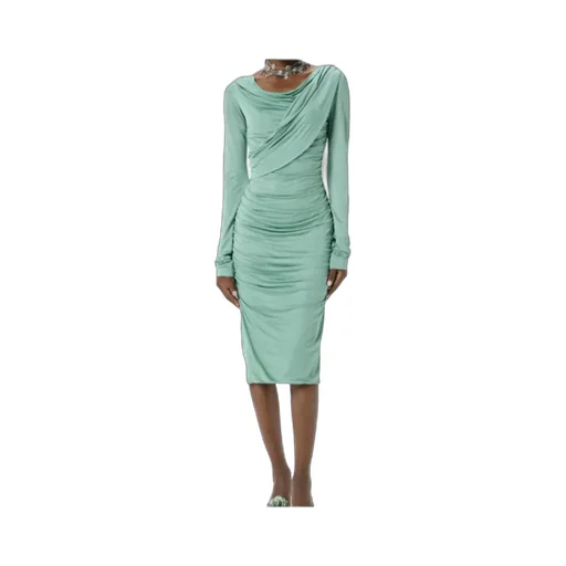 Pleated Draped Midi Dress