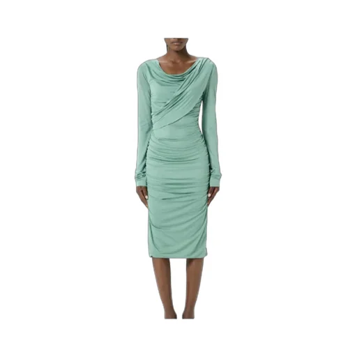 Pleated Draped Midi Dress