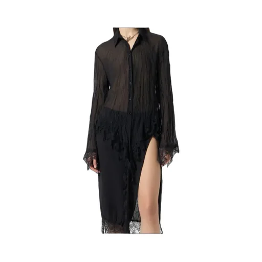 Sheer Lace-Detail Shirt