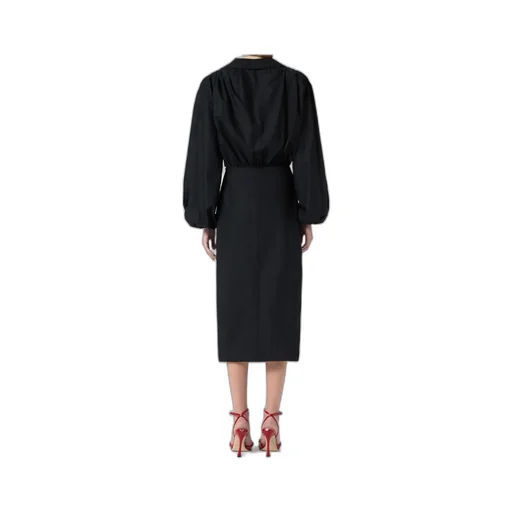Floral-Appliqué Midi Dress