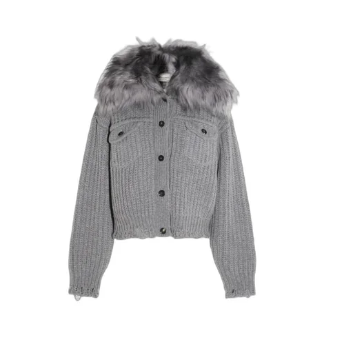 Fur Insert Knit Cardigan