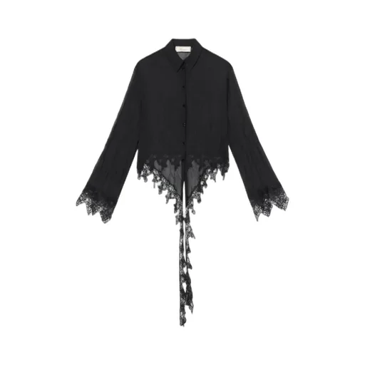 Sheer Lace-Detail Shirt