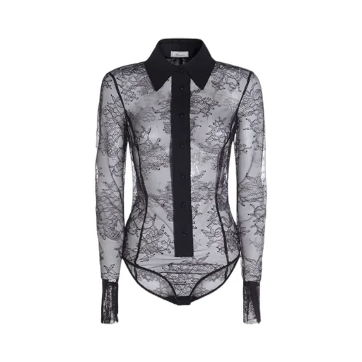 Lace-Panelled Shirt Bodysuit