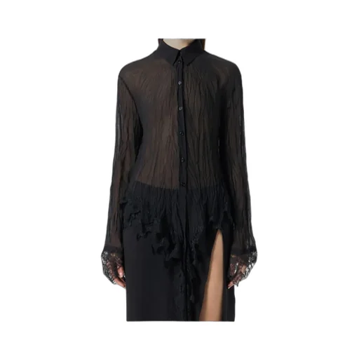 Sheer Lace-Detail Shirt
