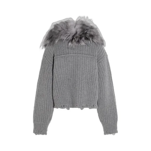 Fur Insert Knit Cardigan