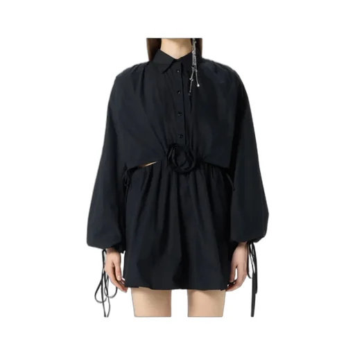 Floral-Appliqué Mini Dress