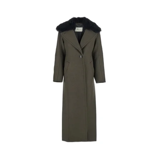 Single-Breasted Shearling Detailed Coat