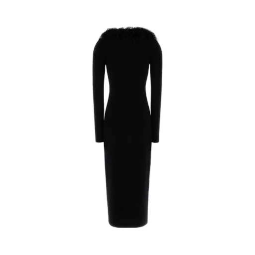 Wool Coat With Feather Trim