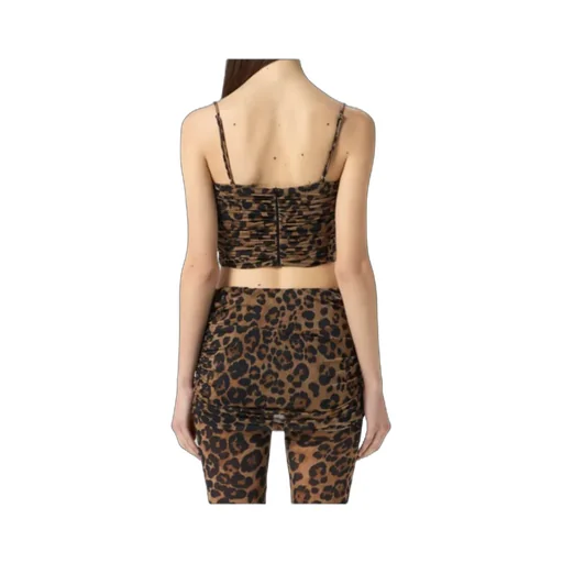 Ruched Leopard-Printed Cropped Sleeveless Top