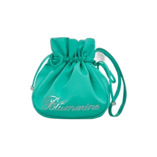 Satin Clutch Bag With Rhinestone Logo