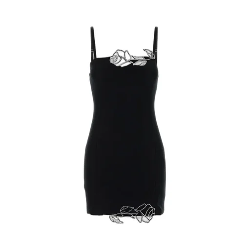 Rose-Embroidered Mini Dress