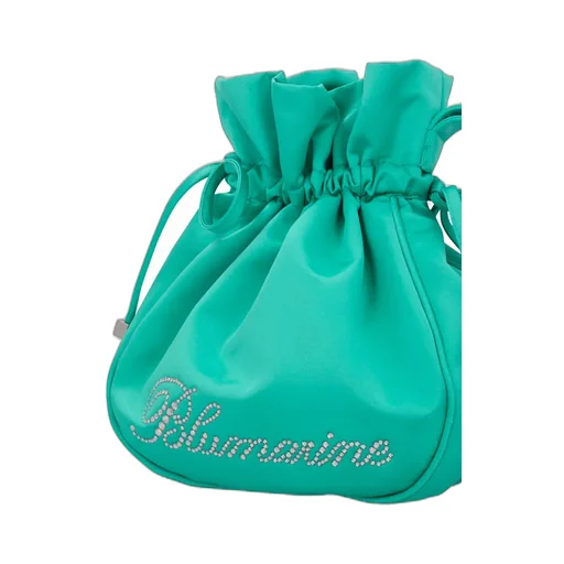 Satin Clutch Bag With Rhinestone Logo