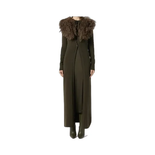 Shearling Detailed Ribbed Dress