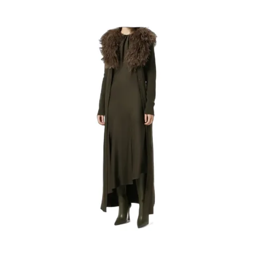 Shearling Detailed Ribbed Dress