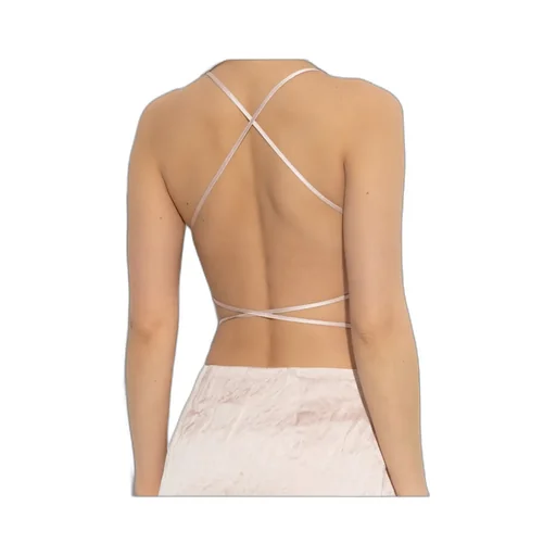 Rose-Appliqué Crinkled-Satin Top