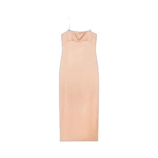 Midi Dress In Satin With Rhinestone Details