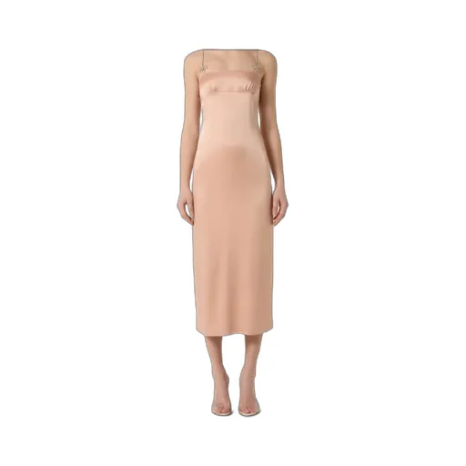 Midi Dress In Satin With Rhinestone Details