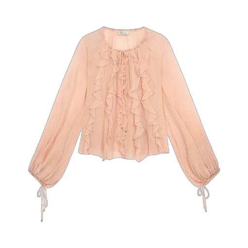 Semi-Sheer Ruffled Chiffon Blouse