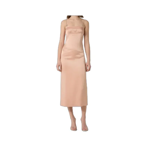 Midi Dress In Satin With Rhinestone Details