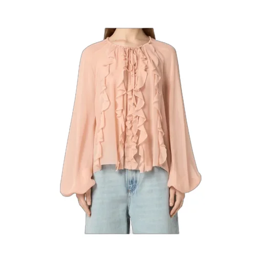 Semi-Sheer Ruffled Chiffon Blouse