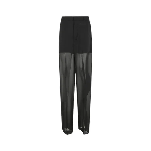 Semi-Sheer Straight-Leg Trousers