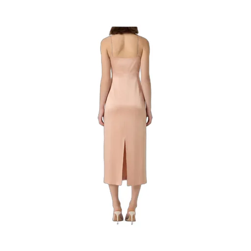 Midi Dress In Satin With Rhinestone Details