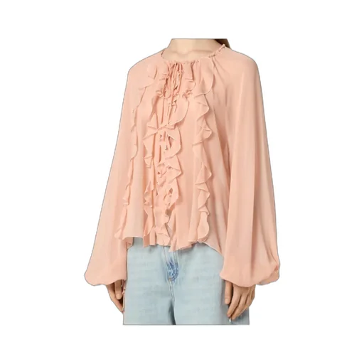Semi-Sheer Ruffled Chiffon Blouse