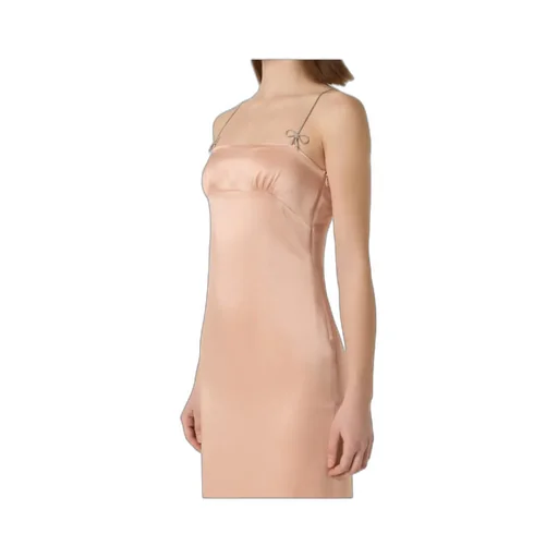Midi Dress In Satin With Rhinestone Details