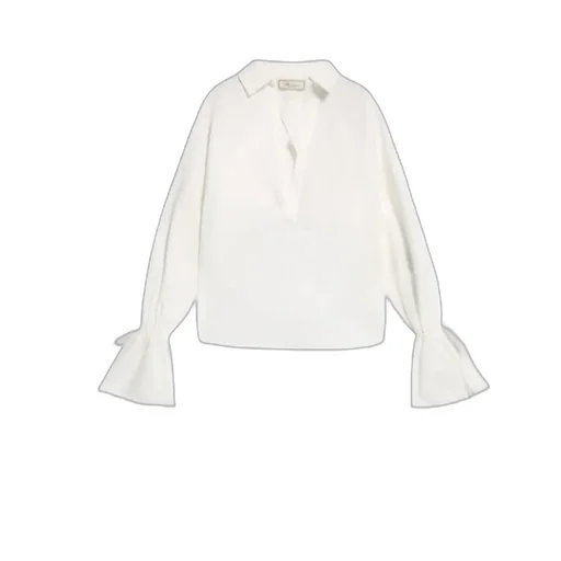 Tied-Cuff Polo-Neck Poplin Blouse