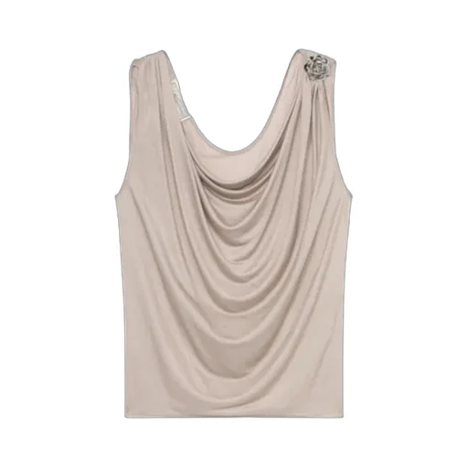 Jersey Top With Metal Rose Decoration