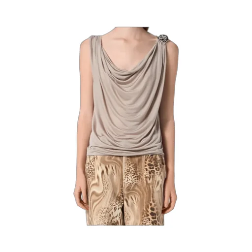 Jersey Top With Metal Rose Decoration
