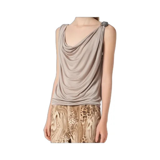 Jersey Top With Metal Rose Decoration