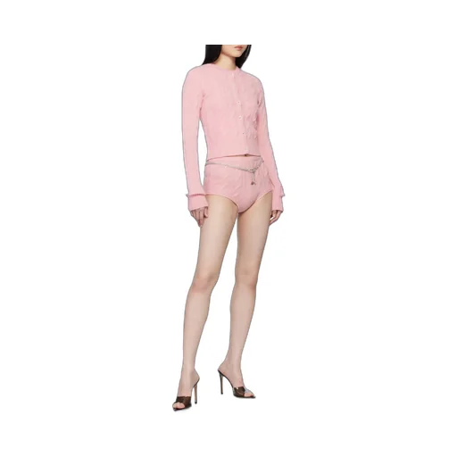 Pink Braid Cable Knit Shorts