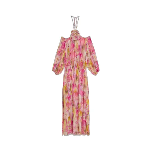 Floral-Printed Off-Shoulder Georgette Maxi Dress