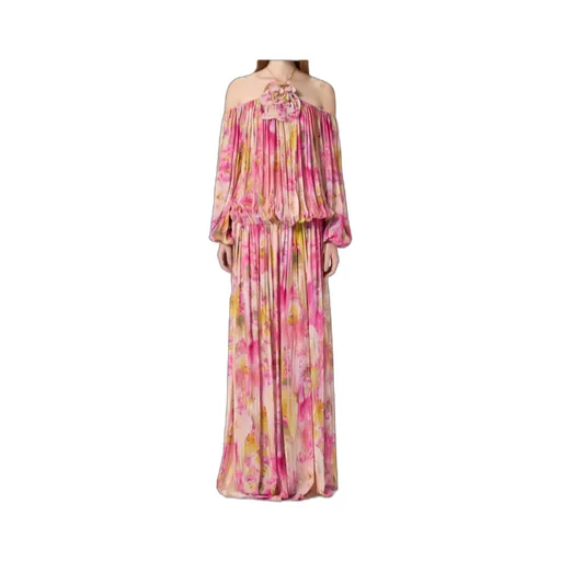 Floral-Printed Off-Shoulder Georgette Maxi Dress